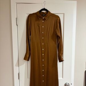 Madewell Brown Satin Button Down Dress